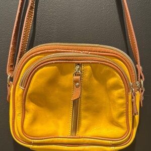 Valentina Yellow and Tan Crossbody Bag